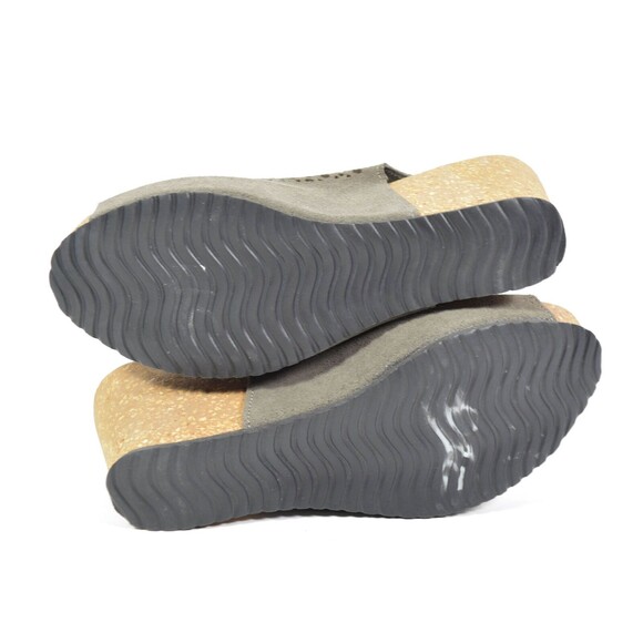 Bio Gold Taupe Suede Cut Out Cork Wedge Slingback Open Toe Sandals Sz 8 - Picture 6 of 6